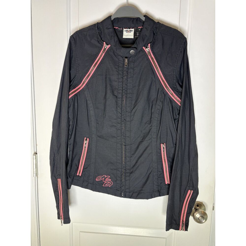 Harley-Davidson Black and Hot Pink Lightweight Jacket Womens Size M